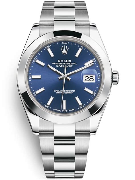 rolex datejust 41 blue dial smooth bezel|rolex datejust 41mm price.